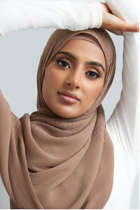Mocha Plain Pleated Hijab