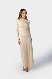 Nude Luxe Long Sleeve Slip Dress