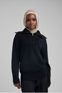 Black Basic Zip Top