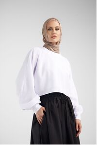 White Balloon Sleeve Top