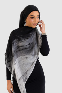 Obsidian Gray Printed Modal Hijab