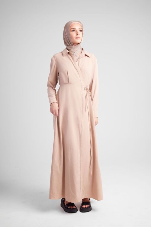 Italian Linen Wrap Shirt Dress [size: 6]