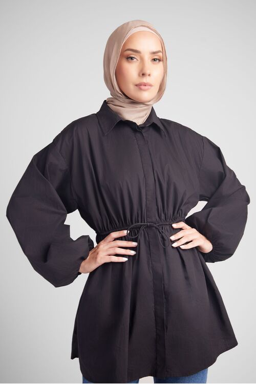 Black Drawcord Tunic [size: 8]