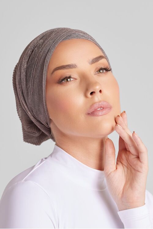 Brown Lurex Turban