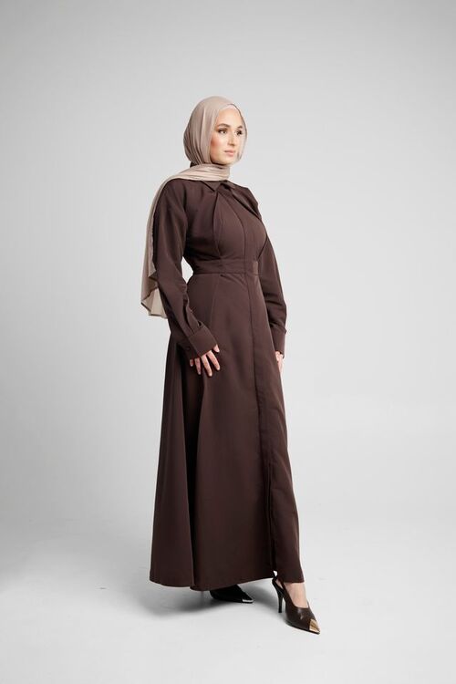 Chocolate Pleated Sleeve Dress [size: 12]