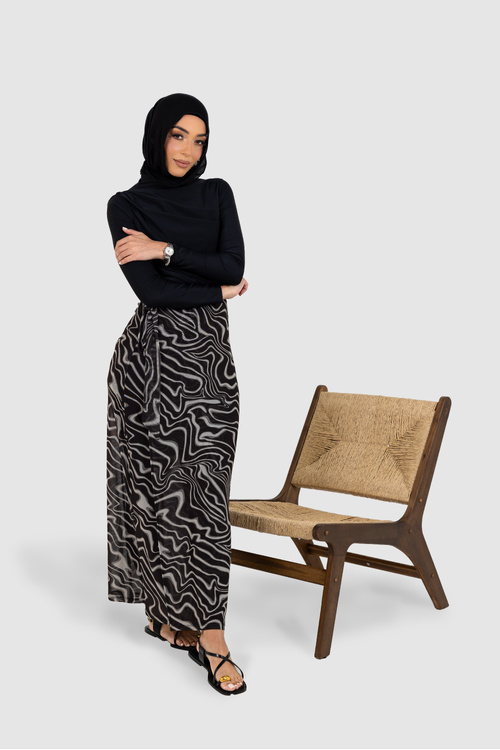Monochrome Printed Mesh Sarong