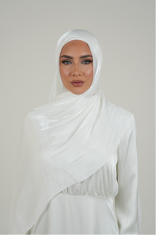 White Shimmery Crinkle Hijab