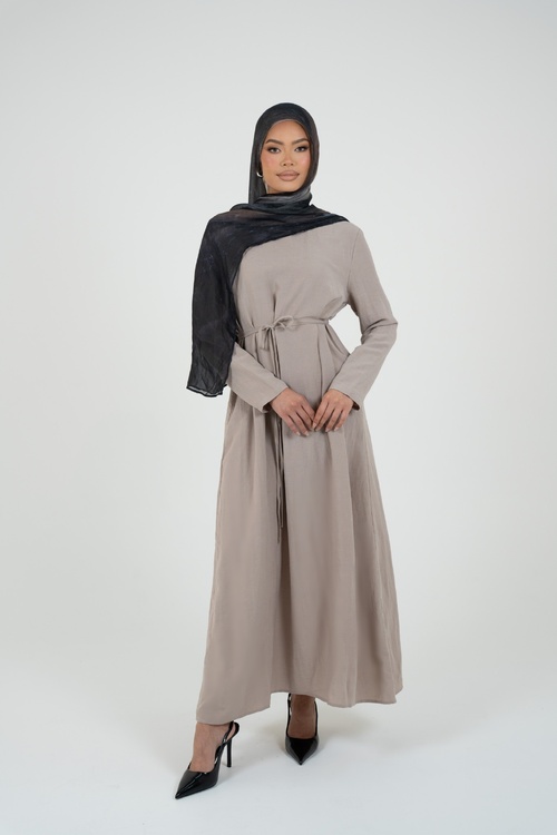 Powder Belted Linen Dress [size: 6]