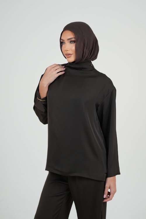 Chocolate Satin Blouse [size: 6]